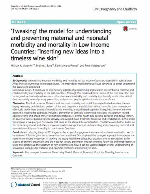 Tweaking the Model for Understanding and preventing Maternal and Neonatal Morbidity and Mortality in Low Income Countries