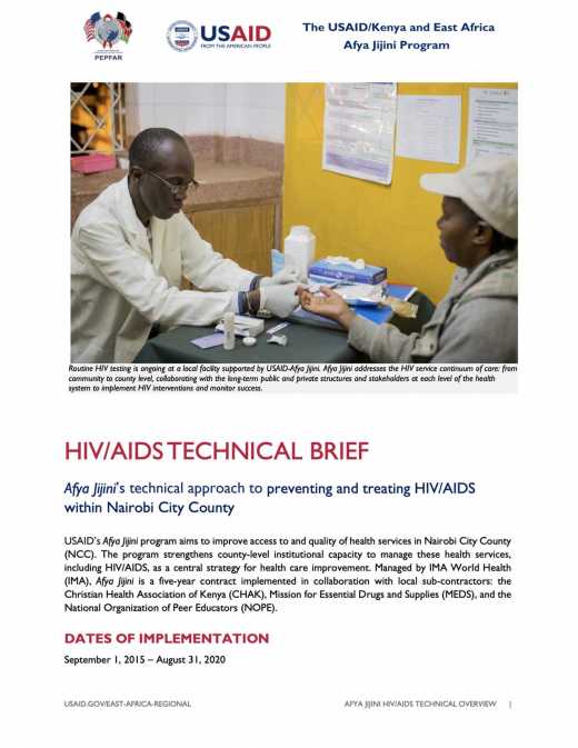 Afya Jijini HIV/AIDS Technical Brief