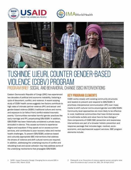 Tushinde Ujeuri, Counter Gender-Based Violence (CGBV) Program: Social and behavioral change (SBC) interventions