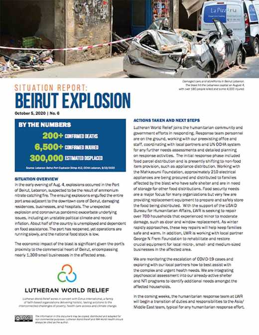 Beirut Explosion Situation Report No. 6