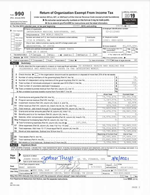 IMA Finance Form 990 FY20
