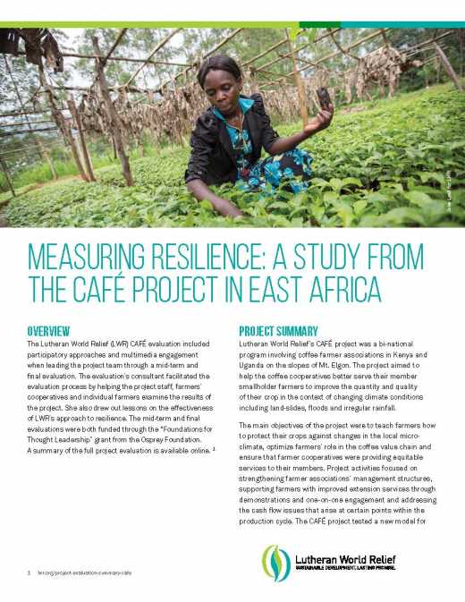 Measuring Resilience: A Study from the CAFÉ Project in East Africa Summary